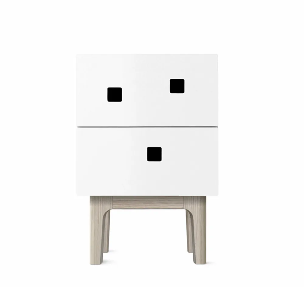 Table de chevet Peep S1, blanc, chêne pigmenté blanc Zweed