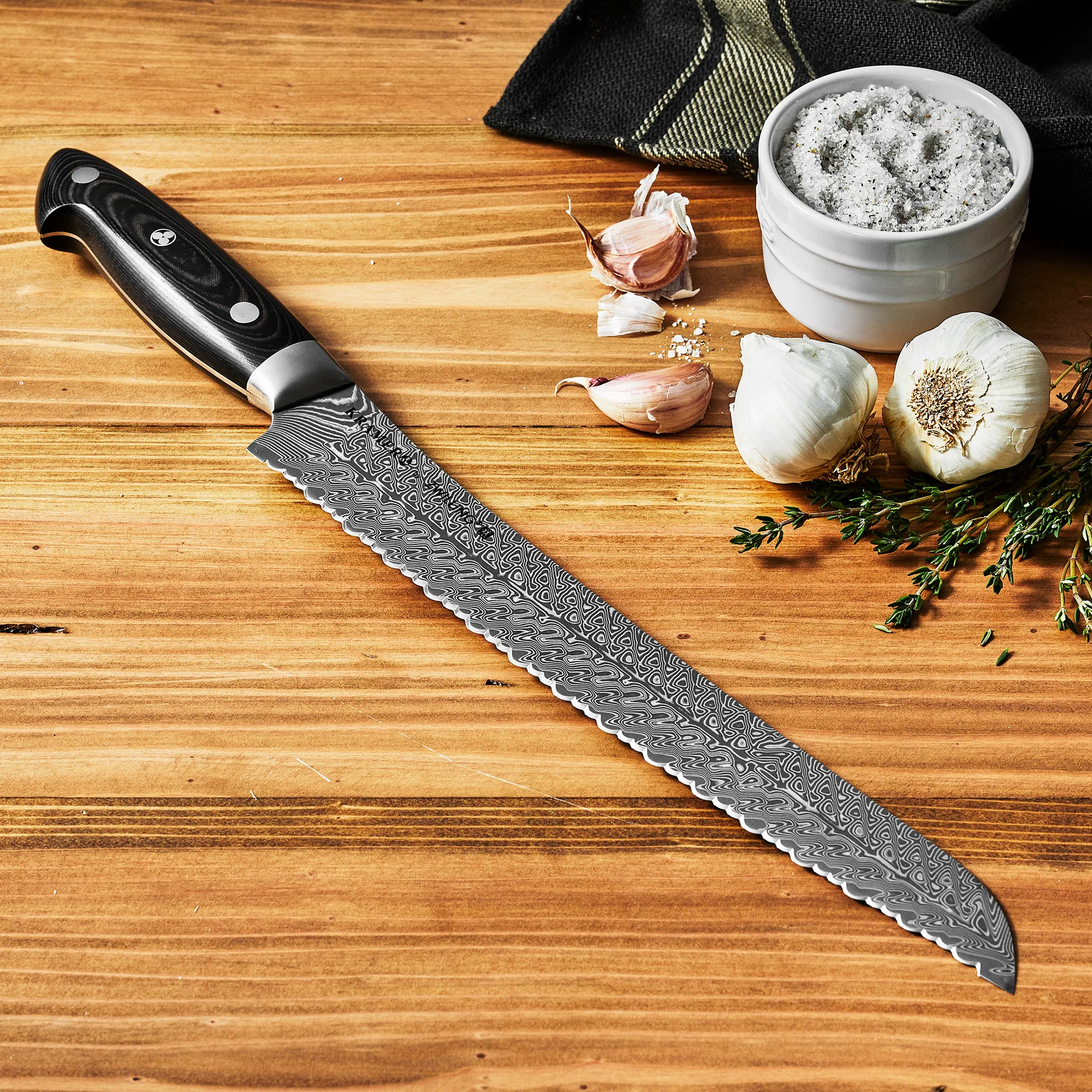 Couteau à pain Zwilling Kramer Euro Stainless 26 cm, Damassé noir Zwilling