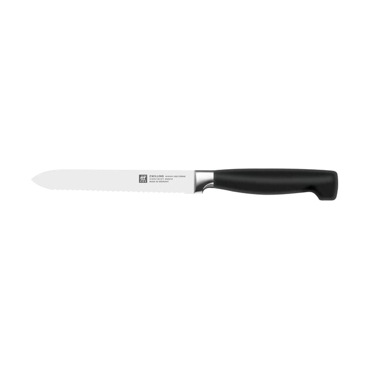 Couteau tout usage dentelé Zwilling Four Star 13 cm - Noir-acier inoxydable - Zwilling
