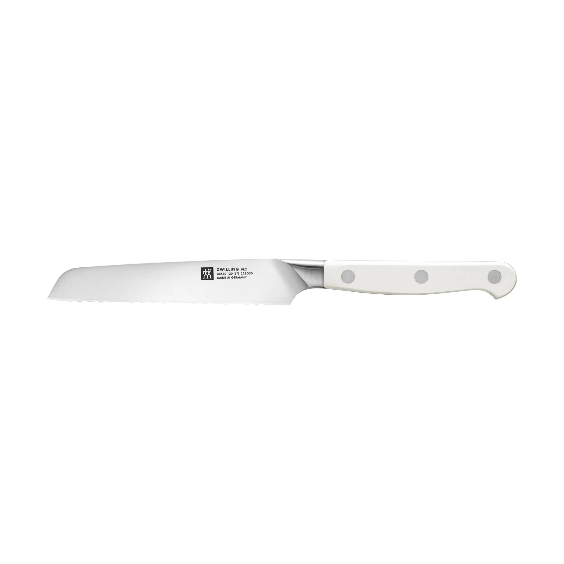 Couteau tout usage dentelé Zwilling Pro Le Blanc 13 cm, Blanc-acier inoxydable Zwilling