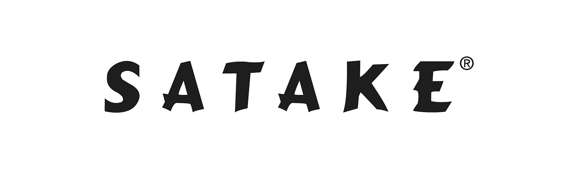 Logo "SATAKE" dans une police noire stylisée et grasse, avec un symbole de marque déposée.