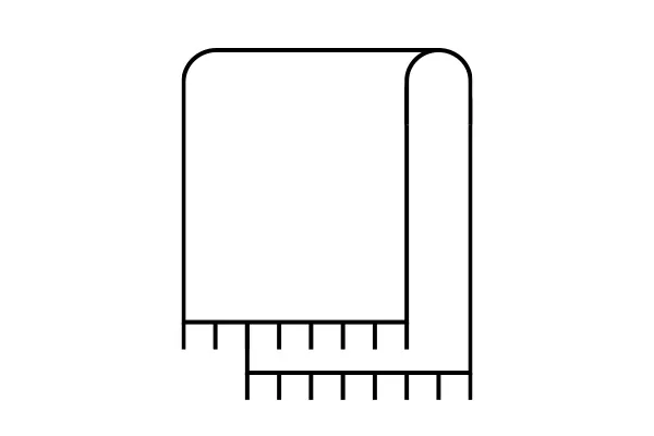 Icône de contour d'une couverture pliée avec des franges