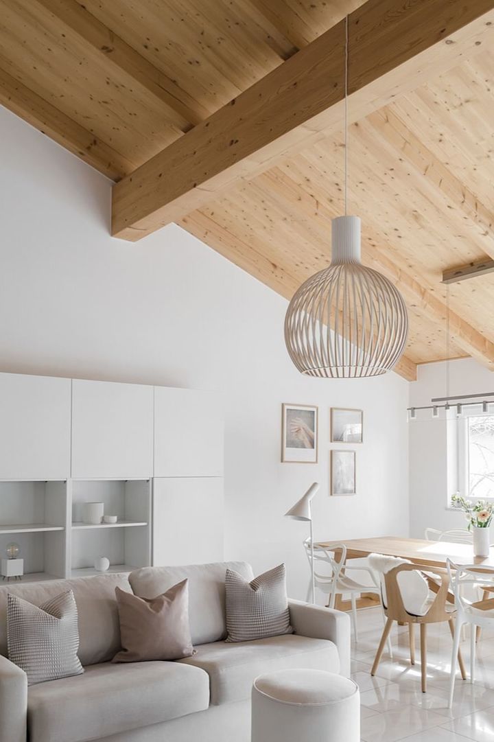 Boho et autres styles d'aménagement : ici, vous voyez le salon et la salle à manger de l'utilisatrice d'Instagram @wiesoeigentlichnicht, aménagés de manière très classique et scandinave.